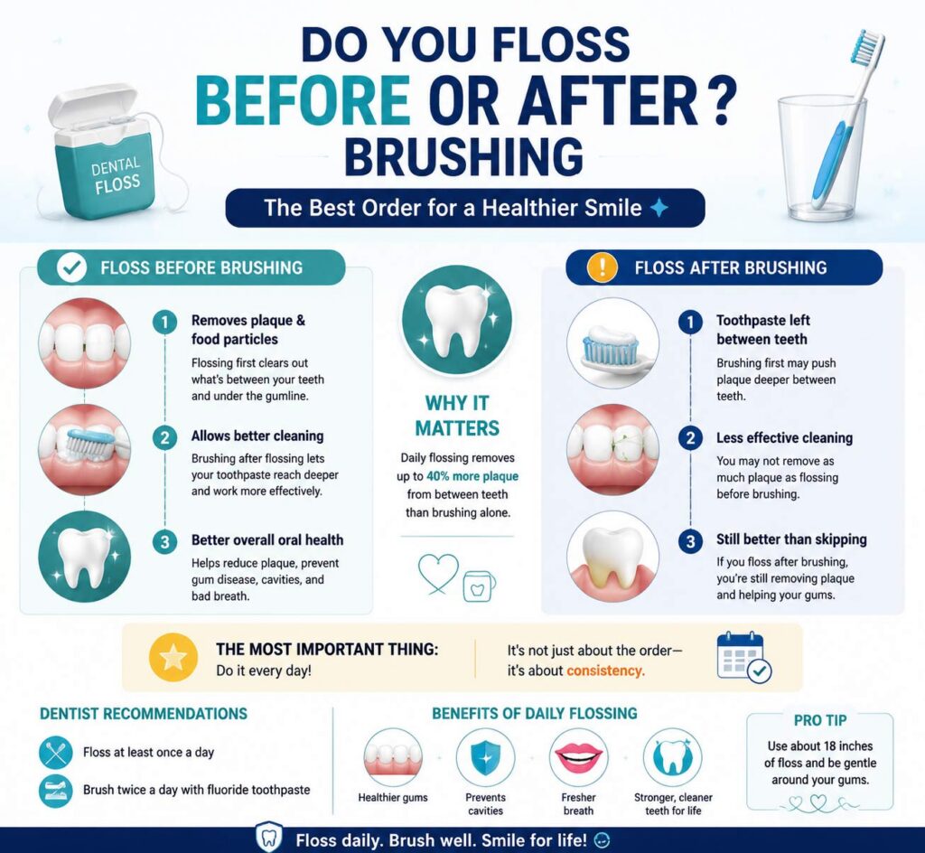 floss before brushing